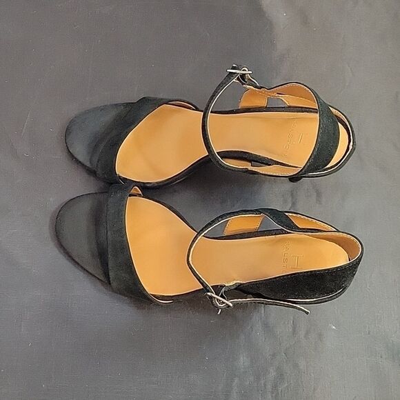 H by HALSTON SUEDE ADJUSTABLE 3-STRAPS ANKLE OPEN TOE  HEEL STILETTOS SANDAL - Picture 7 of 14